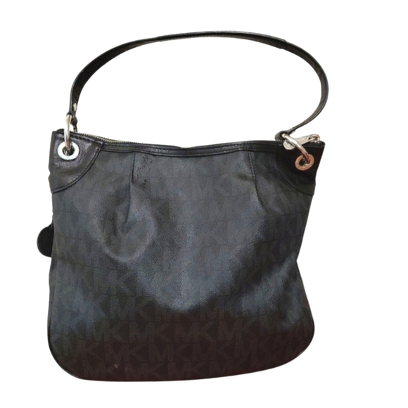 Michael Kors Jet Set Travel Messenger Crossbody MK Signature Black & Gray - Picture 9 of 10